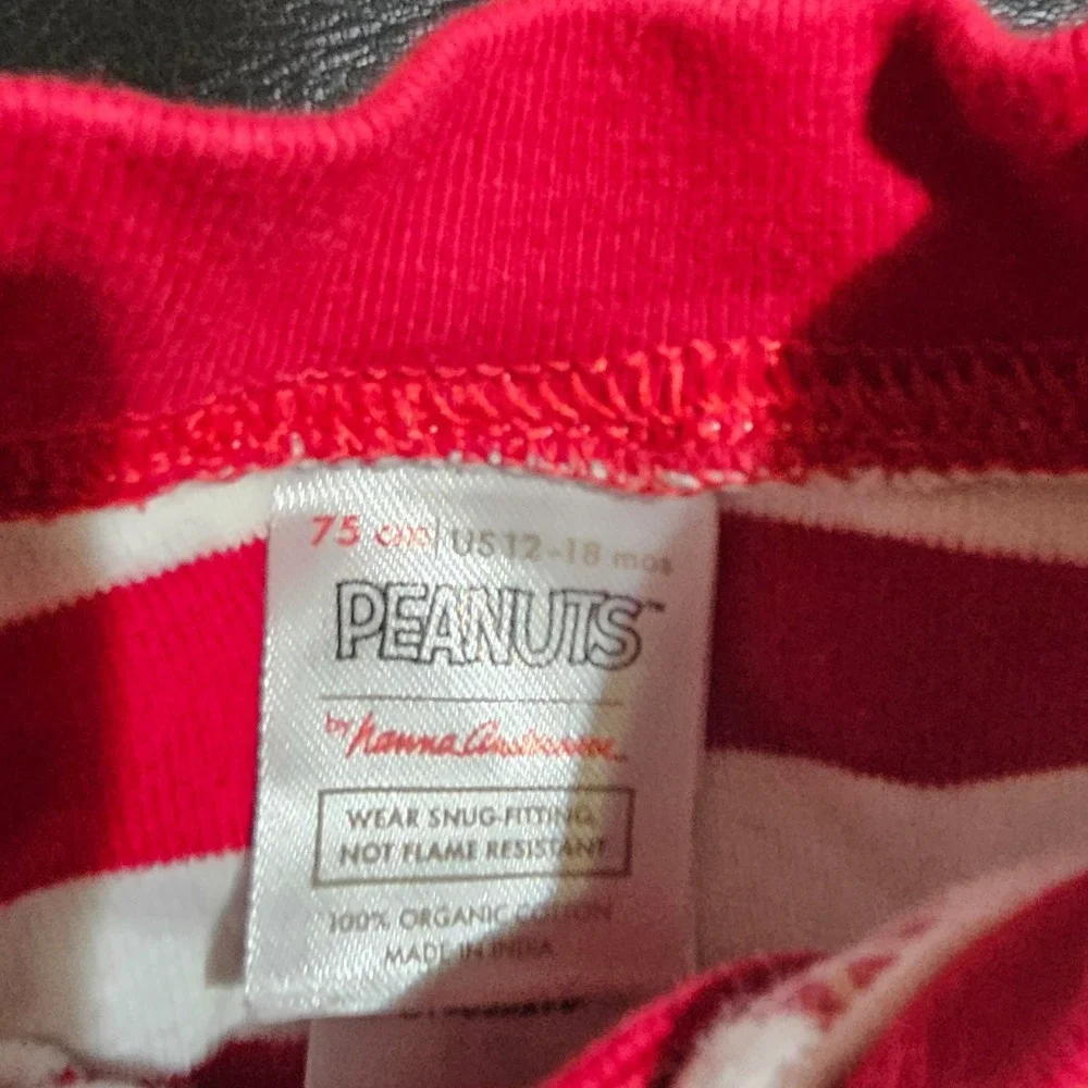 Hanna Andersson Peanuts Red White Snoopy Sleeper‎ Pajamas 75 12-18 Months